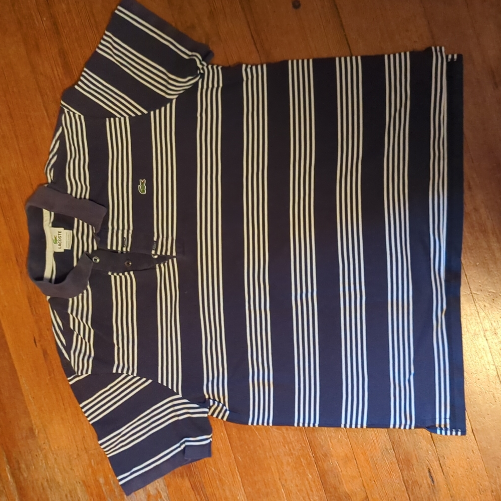 Lacoste polo blue and white striped